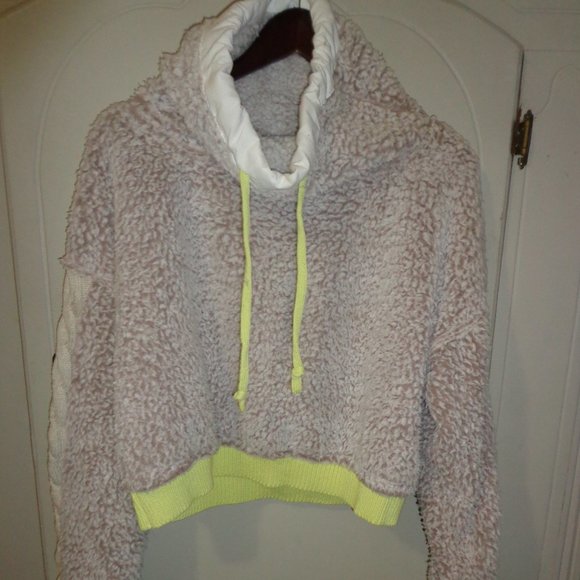 Free People Tops - NWOT FREE PEOPLE Fuzzy Mock Neck Hooded Sweater Jacket XS